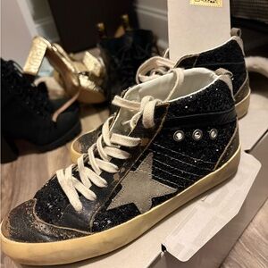 Golden Goose Black Glitter Star Sneakers